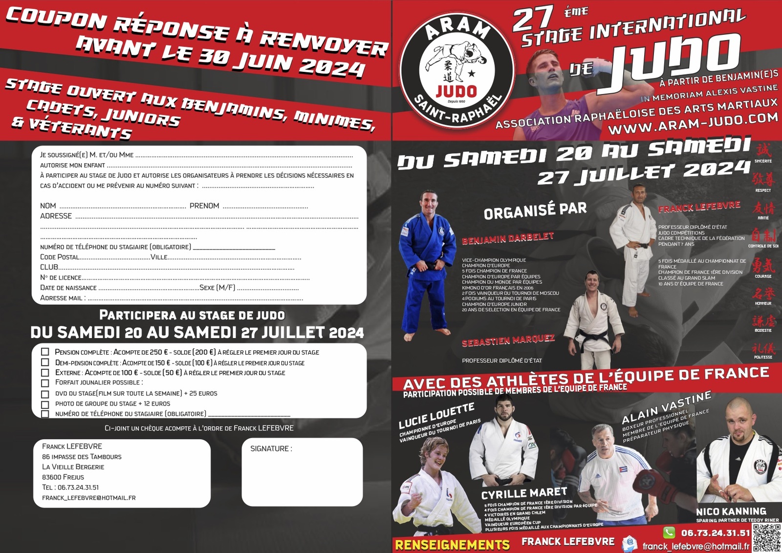 Aide de 50€ pour un Stage d'été de judo